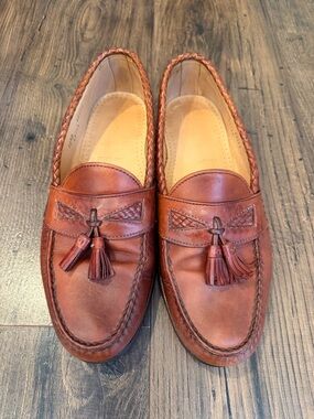 Allen Edmonds maxfield  Cognac Leather Tassel Loafers size 10.5 D 47716.